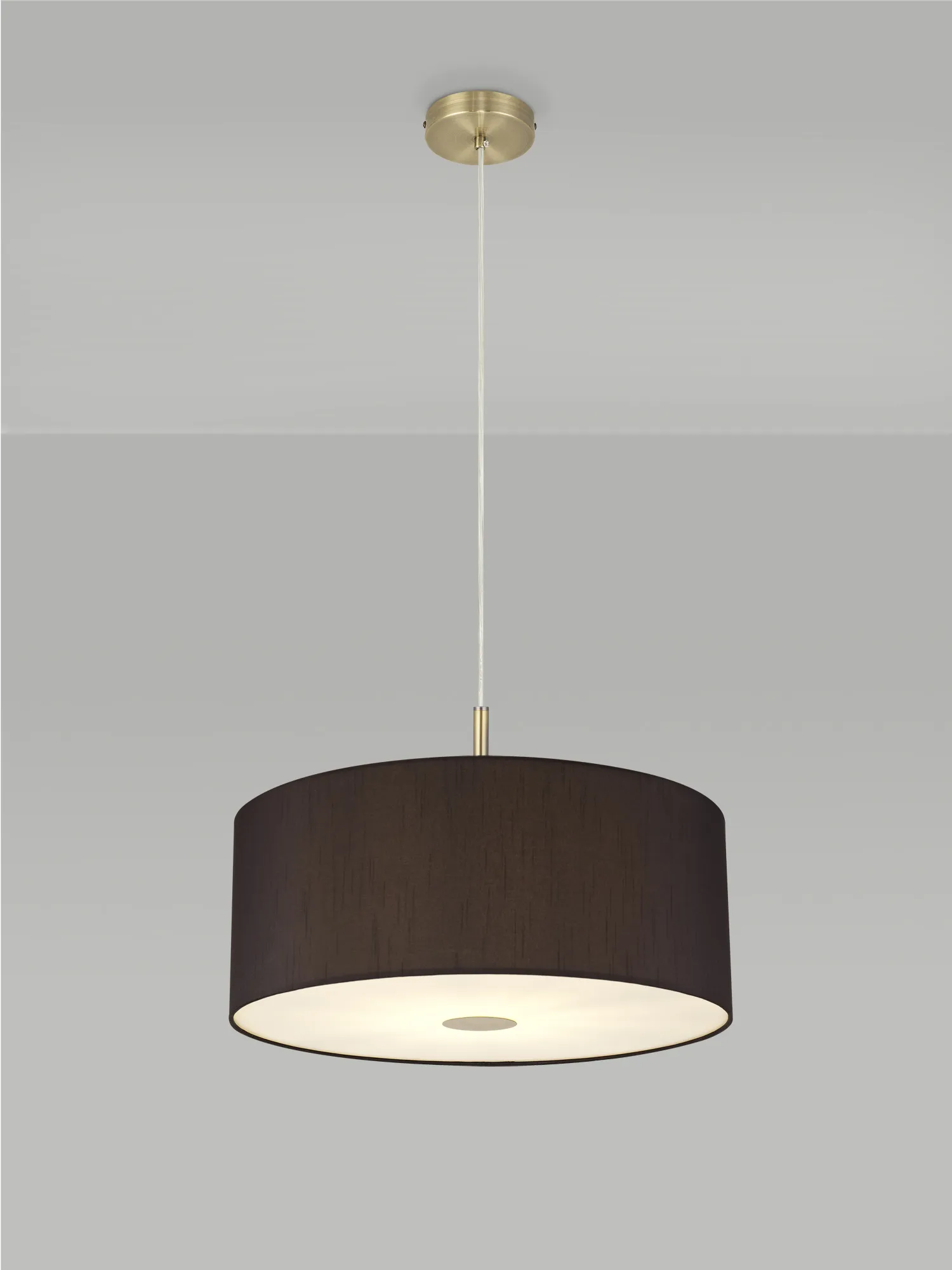 Baymont 50cm Pendant 1 Light Antique Brass, Black, Frosted Diffuser DK0229  Deco Baymont AB BL